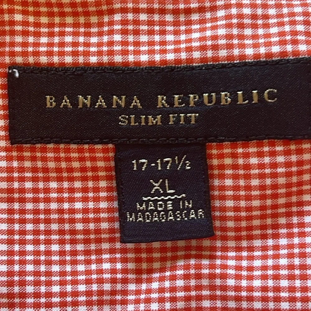 Banana Republic   Men's   Short Sleeve Cotton   Button Down Slim Fit 17-17 1/2